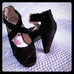 Michael Kors size 9M chunky black suede heel.